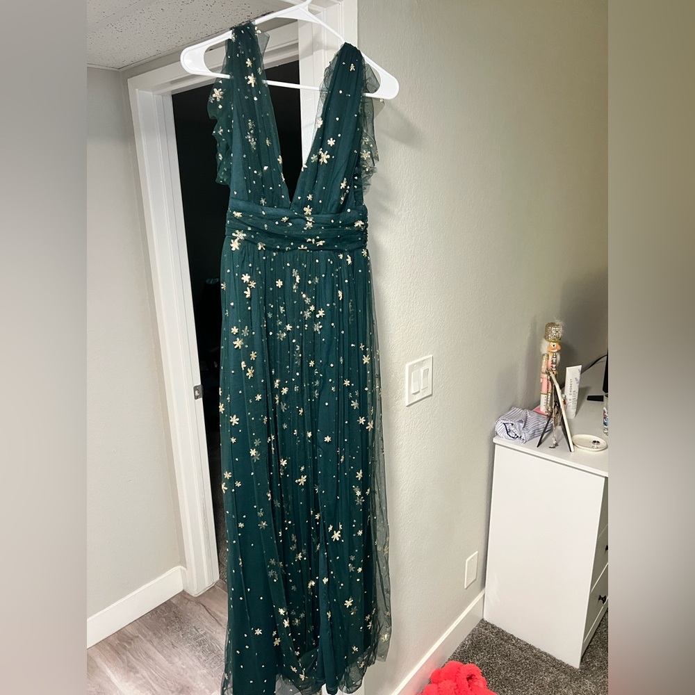 Baltic Born Emerald Green Maxi Dress with Gold Star Embellishments